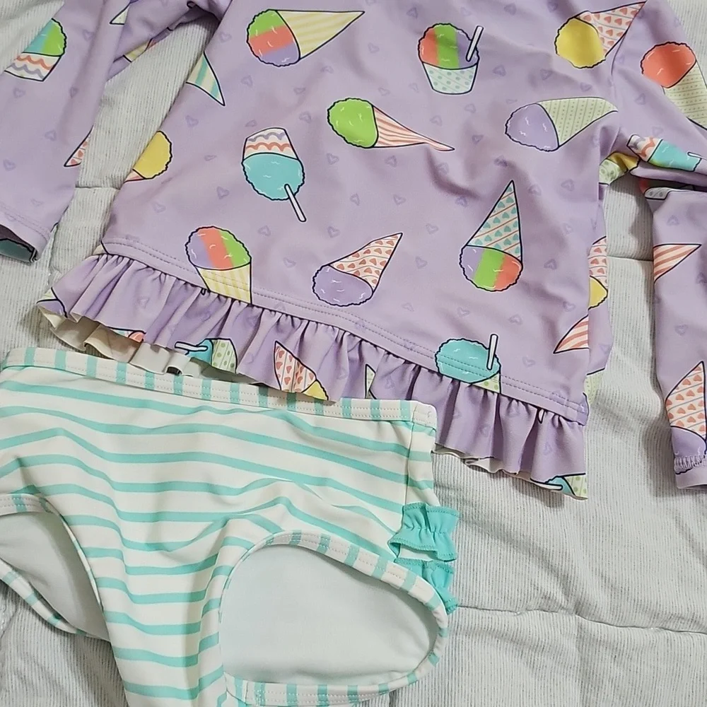 Ruffle Butts 18-24m Swim Set Ice Cream Cone Rash Guard